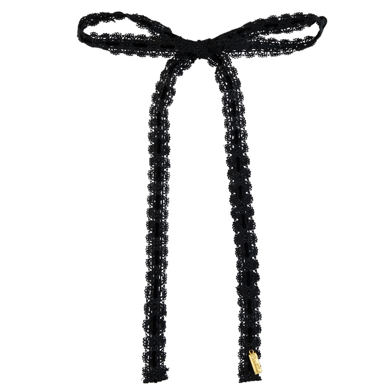 NODRESS velvet bow lace over sleevesブラック Velvet Lace Thin Long Bow – Heirlooms Bows
